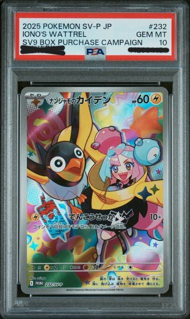 Pokémon Slab PSA 10: JAPANESE SV-P PROMO #232 IONO'S WATTREL SV9