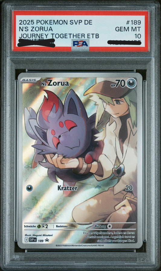 Pokémon Slab PSA 10 : N's Zorua - Reisegefährten TTB - SVP #189
