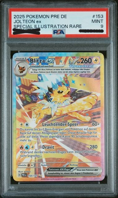 Pokémon Slab PSA 9: GERMAN PRE DE-PRISMATISCHE ENTWICKLUNGEN #153 Blitza ex SPECIAL ILLUSTRATION RARE