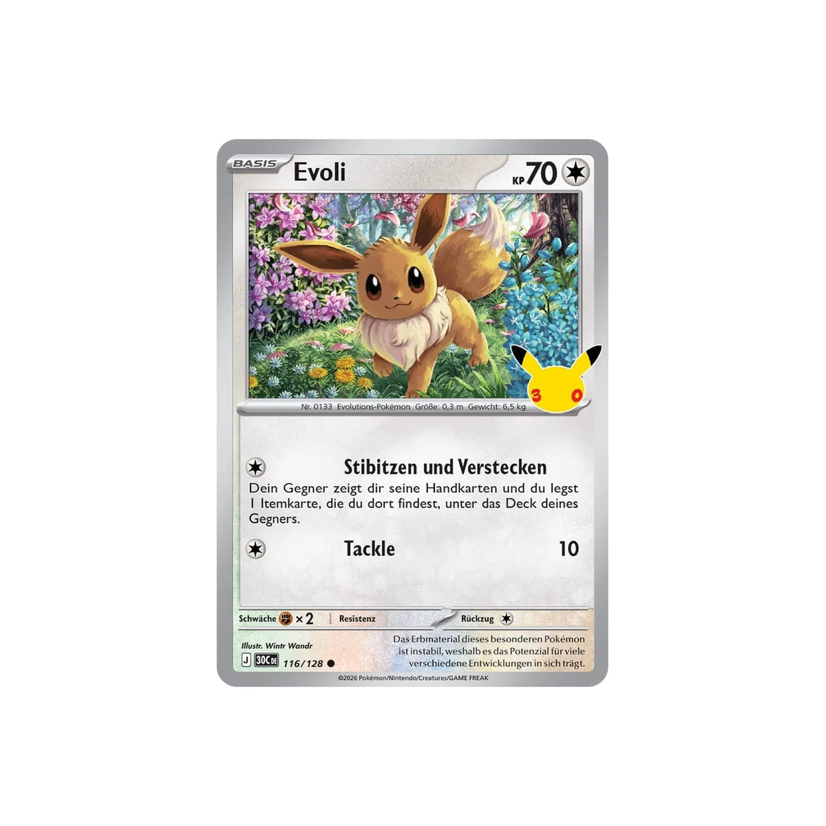 Holografische Evoli-Karte 116/128 aus der Knock-Out-Kollektion