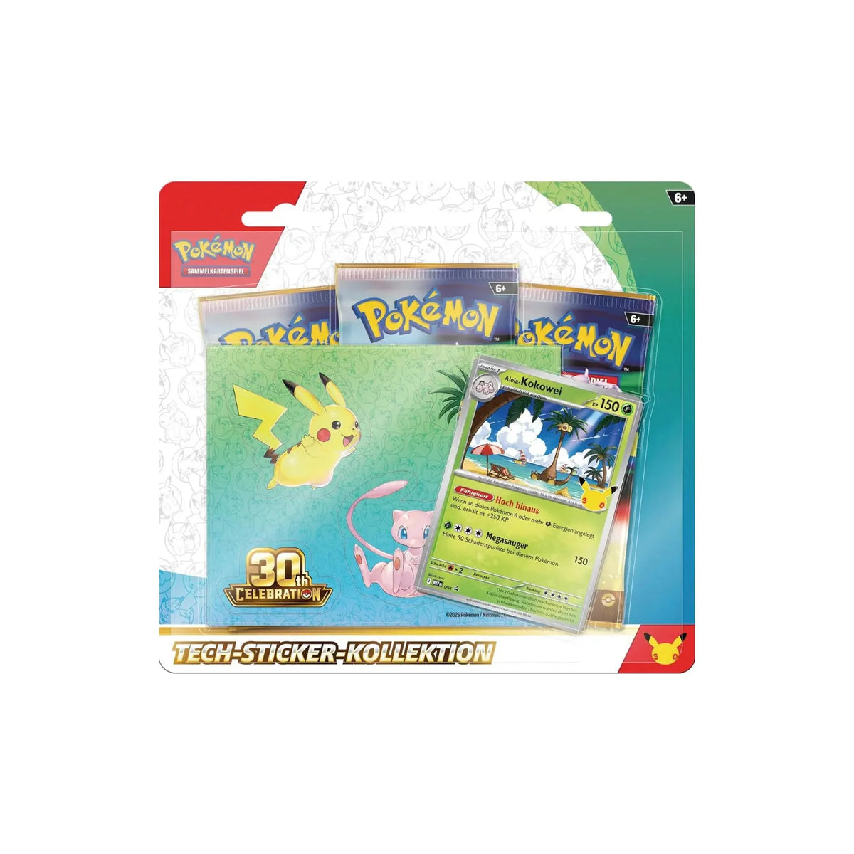 Pokémon 30 Jahre Tech Sticker Kollektion Alola-Kokowei, Vorderseite