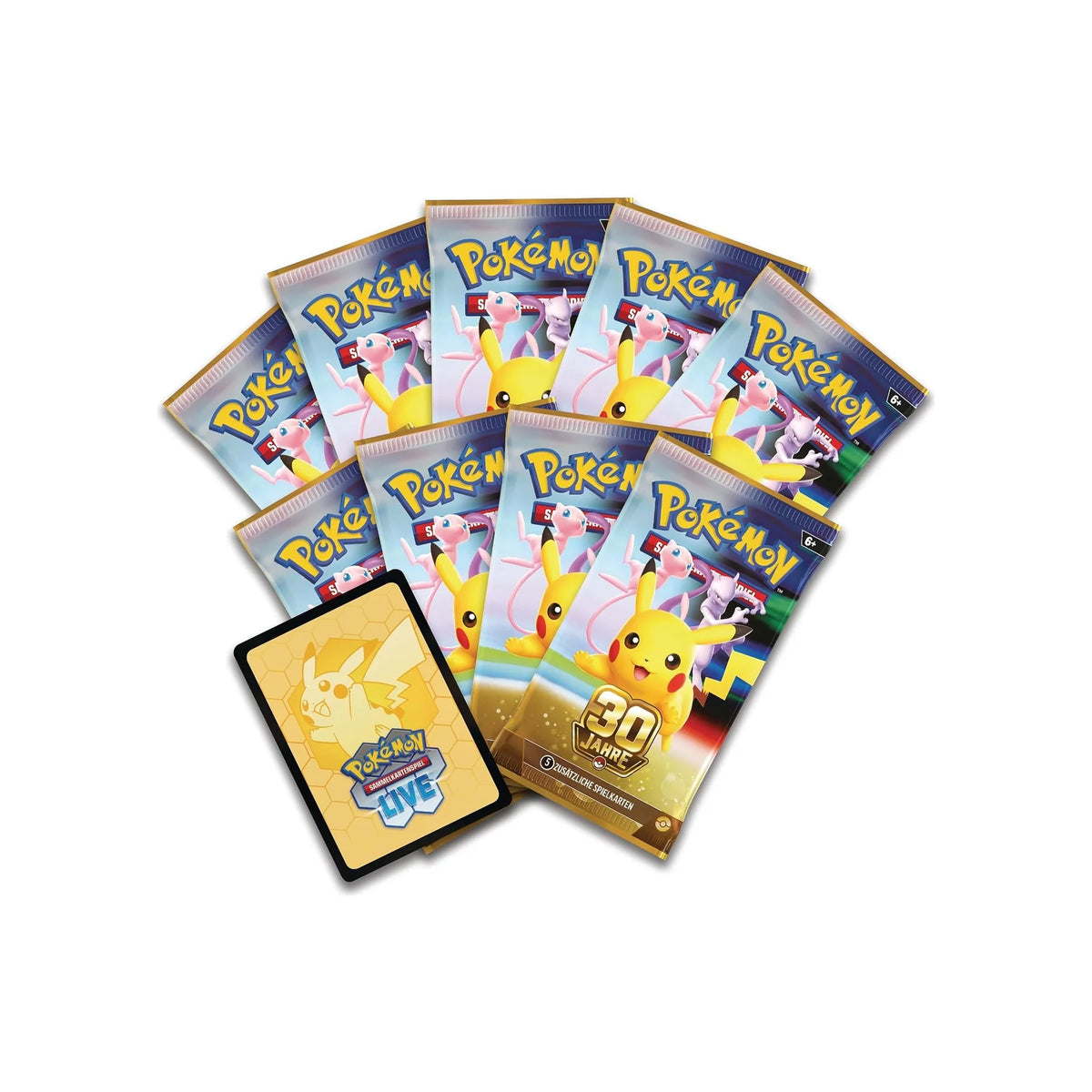 9 Booster und Code-Karte der 30 Jahre Top Trainer Box