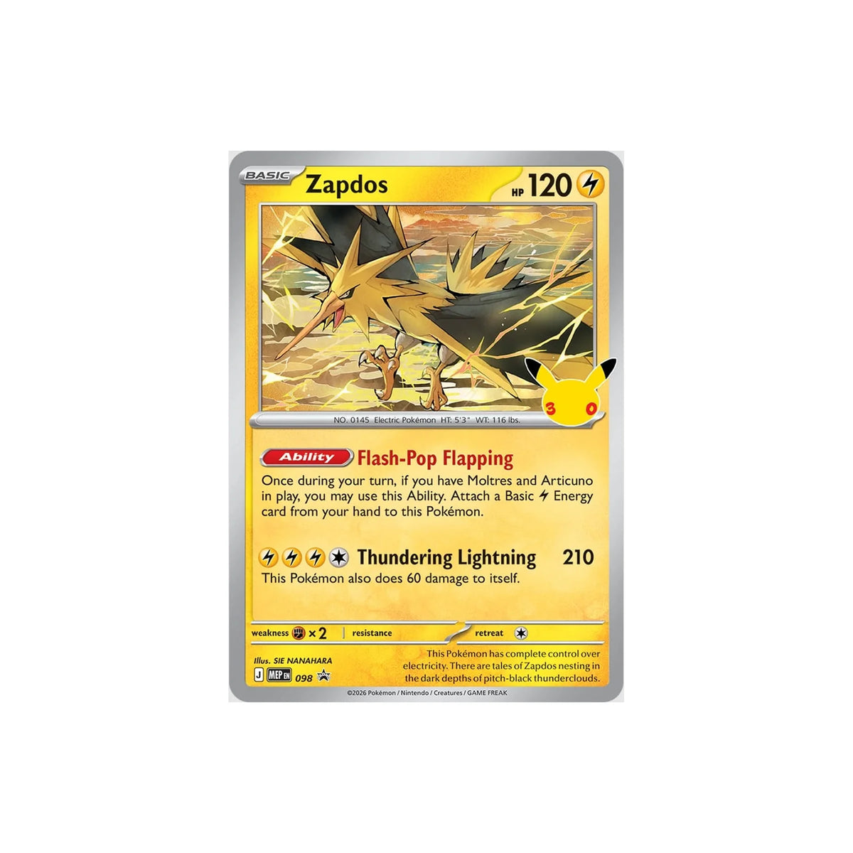 Promokarte Zapdos der 30th Celebration Poster Collection