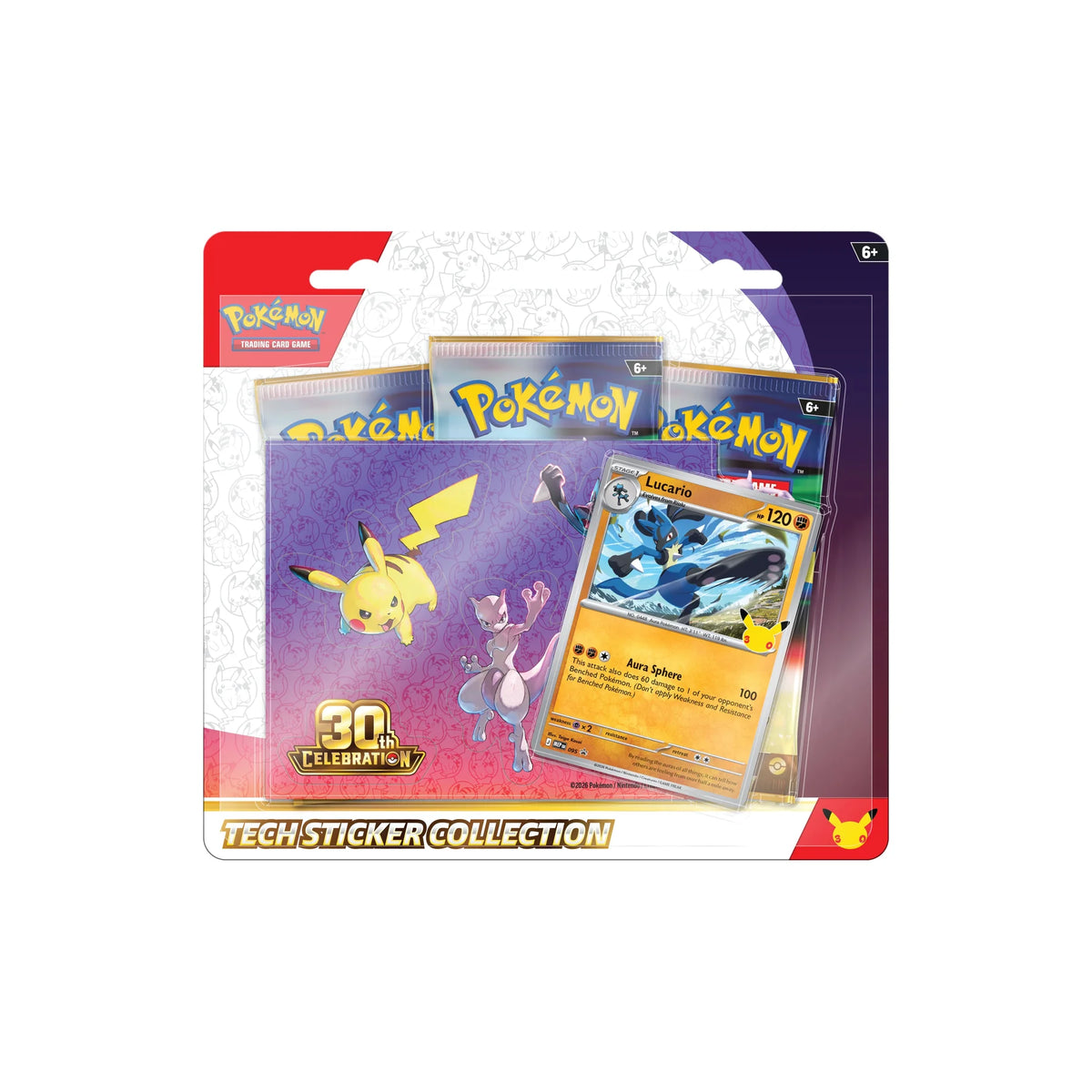 Pokémon 30th Celebration Tech Sticker Collection Lucario, Englisch