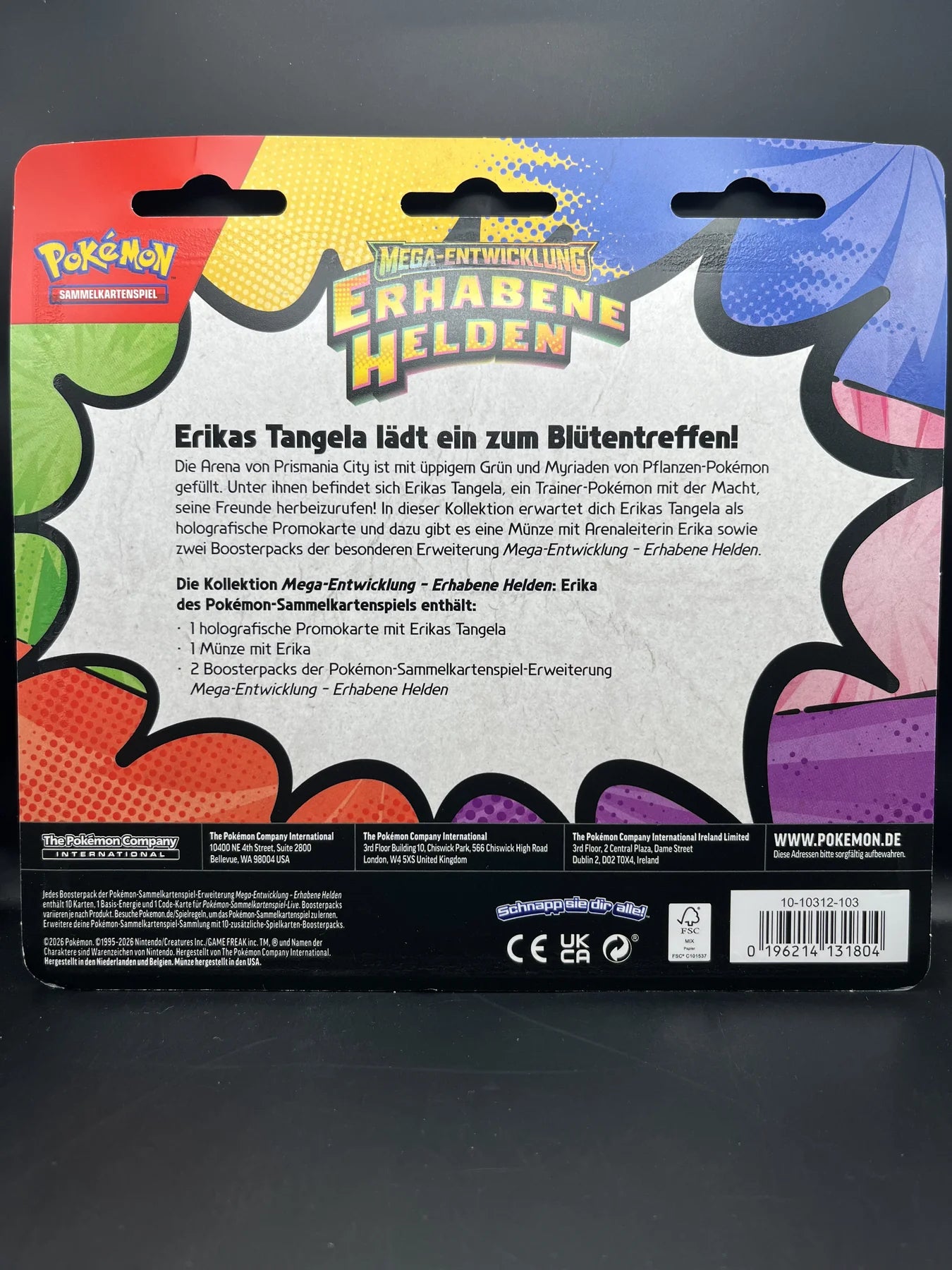 Pokémon Erhabene Helden 2-Pack Blister Erika – Rückseite mit Inhalt