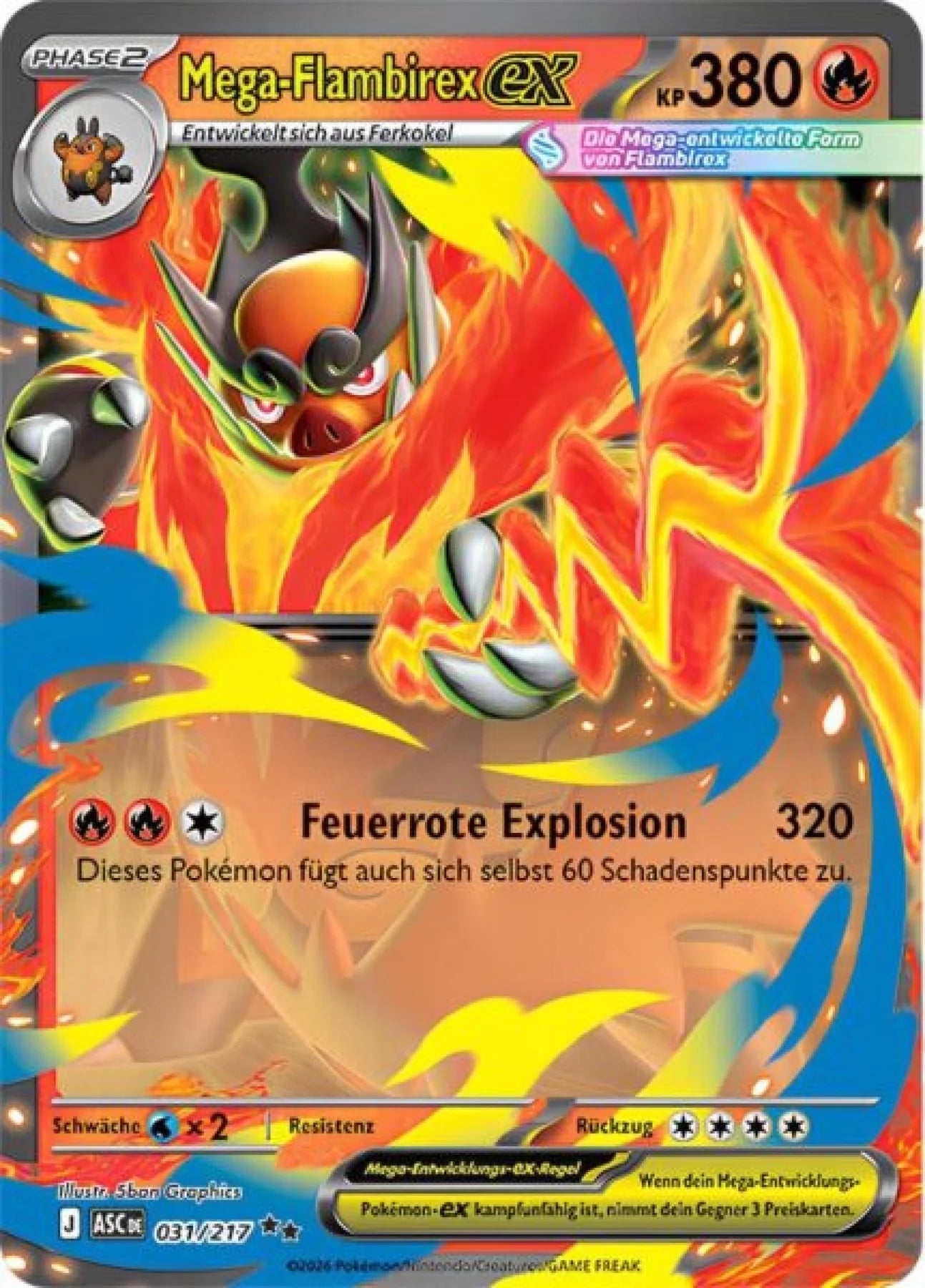 Mega-Flambirex-ex Promokarte 031/217 ASC – Erhabene Helden