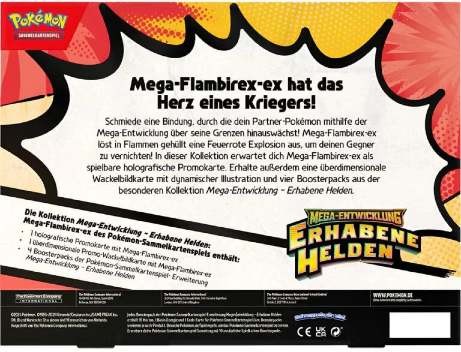 Pokémon Erhabene Helden Mega-Flambirex-ex Kollektion – Box-Rückseite
