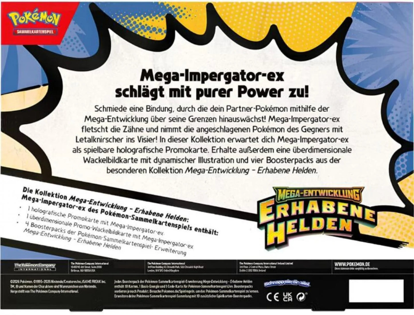 Pokémon Erhabene Helden Mega-Impergator-ex Kollektion – Box-Rückseite