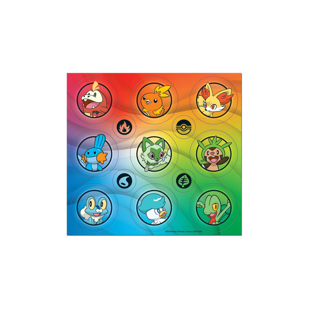 Stickerbogen mit den Starter-Pokémon der Series 3