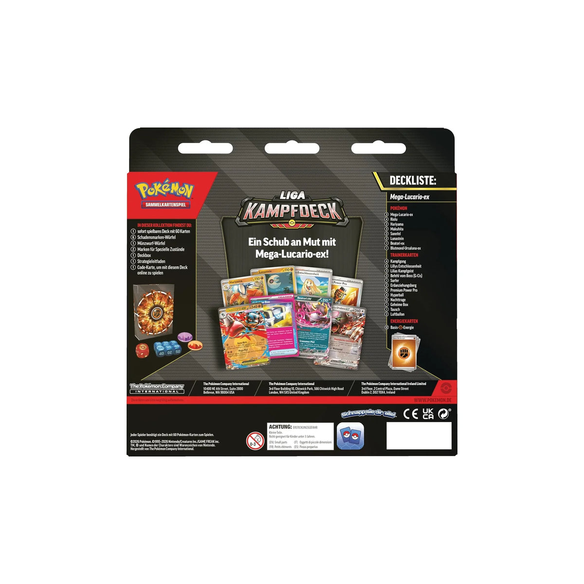 Pokémon Liga-Kampfdeck Mega-Lucario-ex Rückseite mit Deckliste