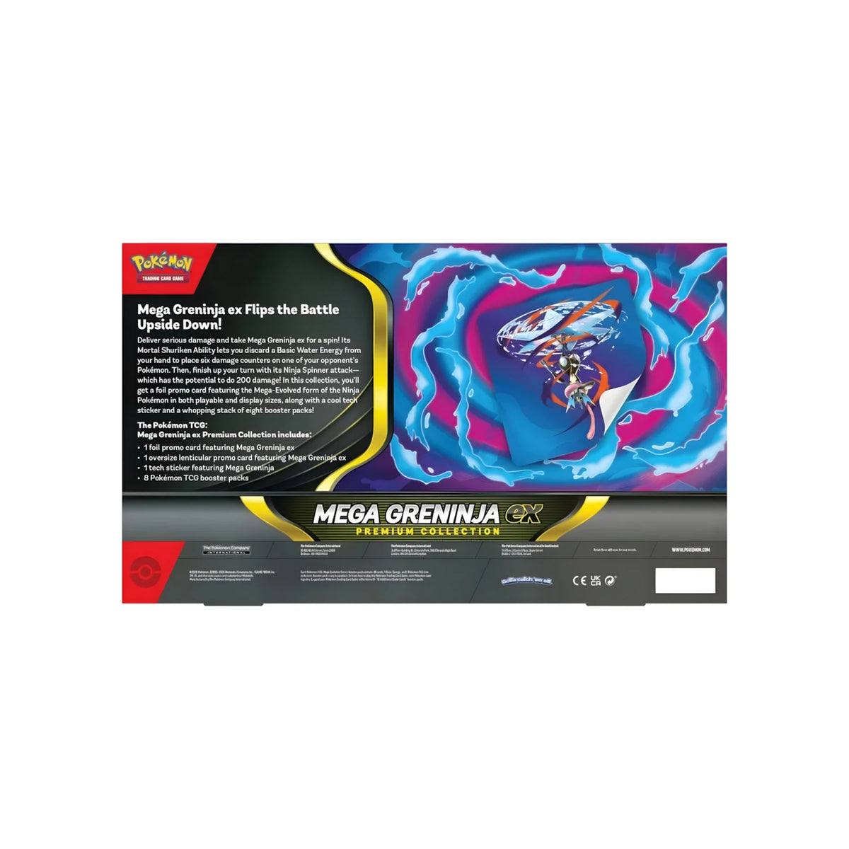 Mega Greninja ex Premium Collection Englisch, Rückseite der Box