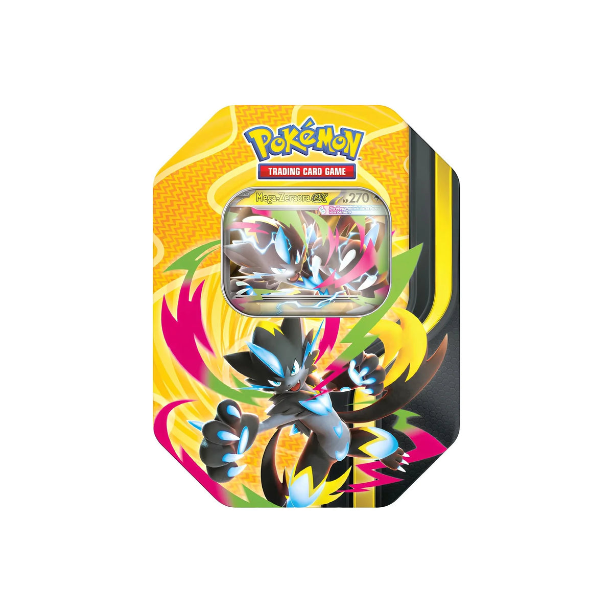 Pokémon Tin-Box Mega-Kräfte Mega-Zeraora-ex Vorderseite